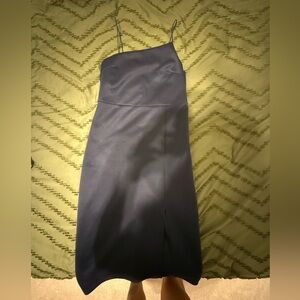Sleeveless Navy Slip Dress with Side Slit